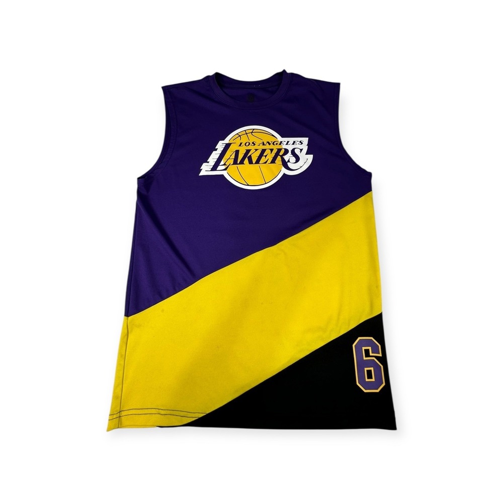 NBA LeBron James Lakers Jersey Mens Small Purple Yellow Colorblock Poly Workwear